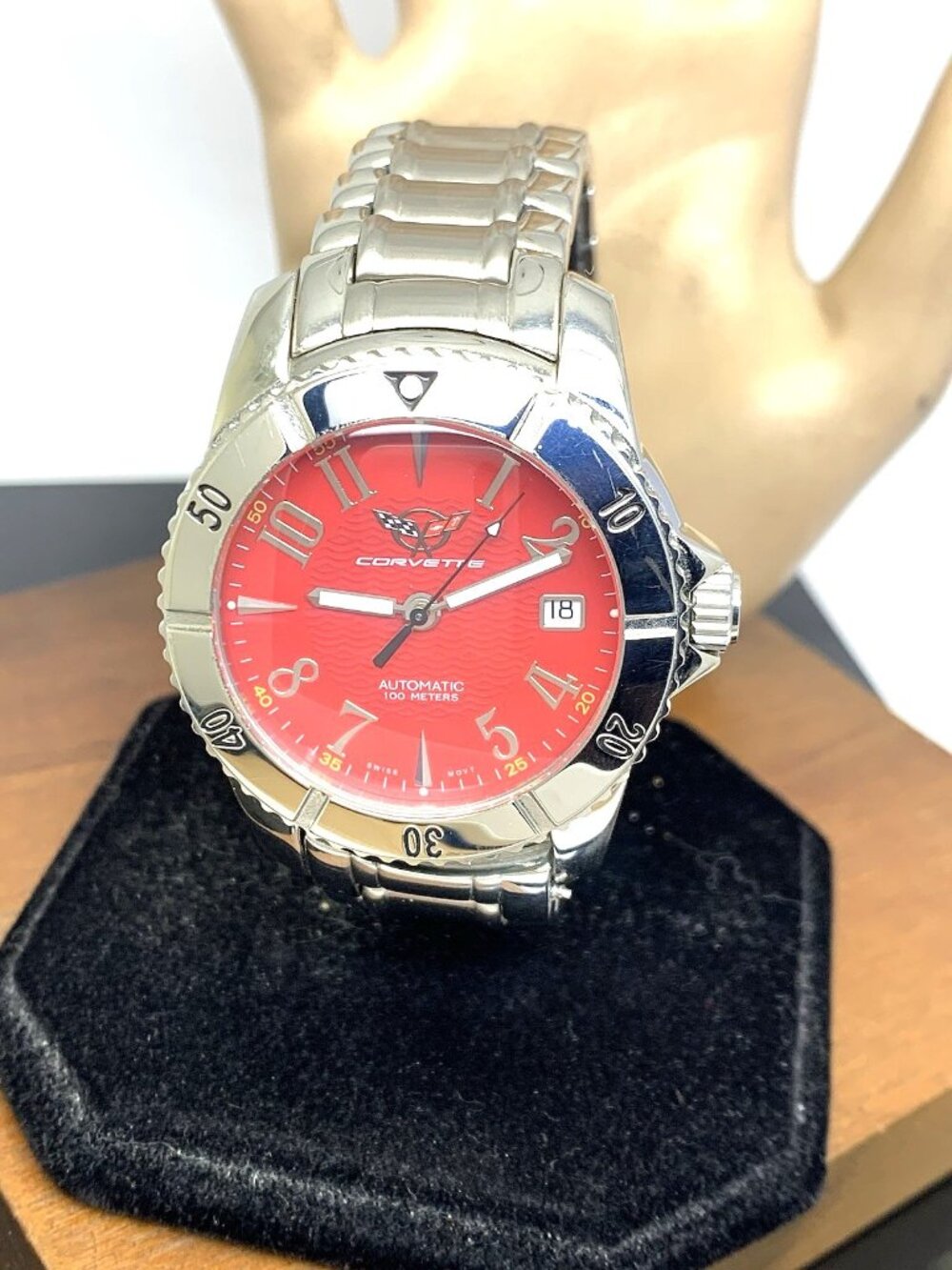 Chevrolet Corvette Men's Watch Red Dial Swiss Automatic Stainless Steel 40mm